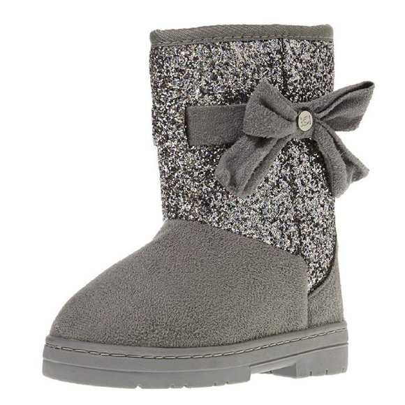 bebe Girls Glitter Winter Boots | Gray | Size 8 Toddler | Side Bow | NEW - Picture 3 of 5